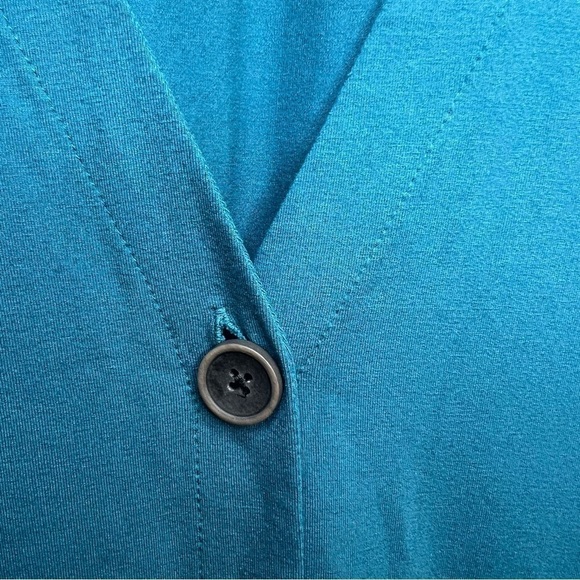 J. JILL WOMEN'S TUNIC TEAL KNIT ONE BUTTON CARDIGAN SWEATER LG SLEEVE Size XS S - Picture 2 of 9